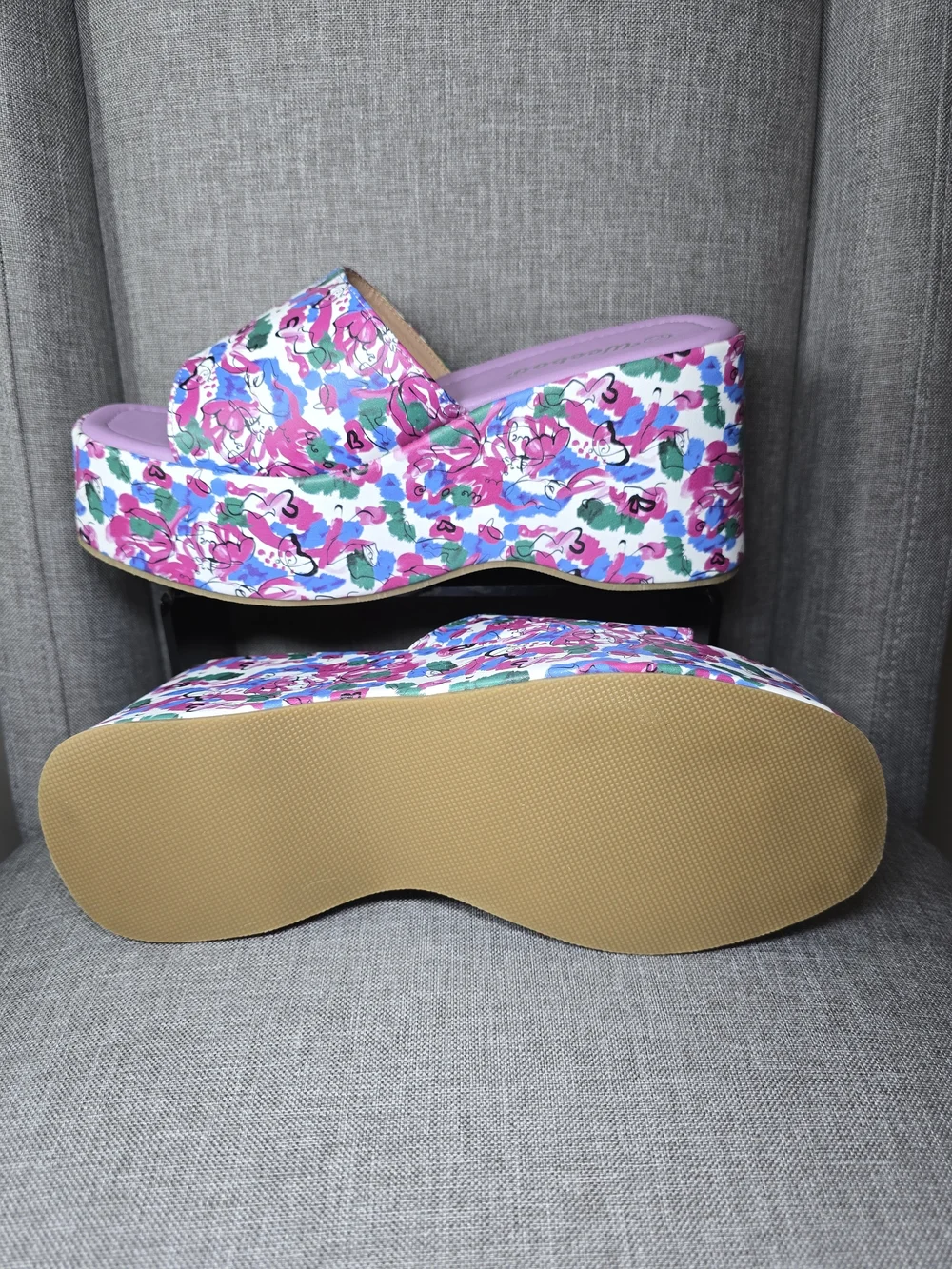 Jena by Weeboo Floral Platform Slide - Pink Lilac